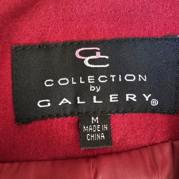 Collection by Gallery Red Wine Wool Double Breasted Pea Coat Size Women Medium - Picture 11 of 13